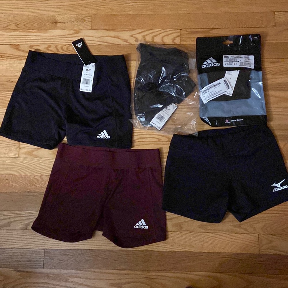 Adidas and Mizuno volleyball shorts. NWT Knee pads.